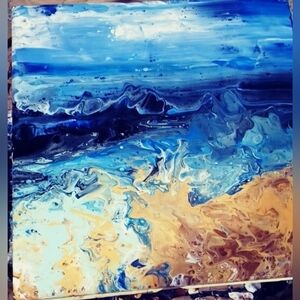 "Mystical Waters" Original acrylic Dutch paint pour 12x12 stretched canvas.